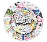 CXKS-50pcs Spanish Graffiti Stickers with Personalized Text Phrases Laptop Phone Water Bottle Scrapbook Suitcase Skateboard Vinyl Waterproof Stickers