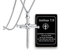 CXLDTE Cross Necklace for Men Boys Baptism Confirmation Christian Graduation Easter Valentine's Day Christmas Gifts Cross Pendant Chain Religious Jewelry, 18 inches, Stainless Steel, No Gemstone
