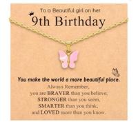 CXLDTE Happy 6th 7th 8th 9th 10th 11th 12th Birthday Gifts Butterfly Necklace Jewelry Favors, 18 inches, Stainless Steel, No Gemstone