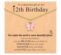 CXLDTE Happy 6th 7th 8th 9th 10th 11th 12th Birthday Gifts Butterfly Necklace Jewelry Favors, 18 inches, Stainless Steel, No Gemstone