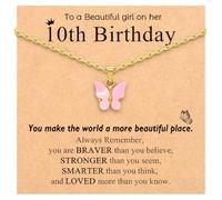 CXLDTE Happy 6th 7th 8th 9th 10th 11th 12th Birthday Gifts Butterfly Necklace Jewelry Favors, 18 inches, Stainless Steel, No Gemstone