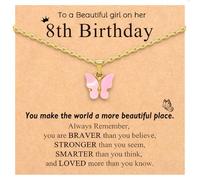 CXLDTE Happy 6th 7th 8th 9th 10th 11th 12th Birthday Gifts Butterfly Necklace Jewelry Favors, 18 inches, Stainless Steel, No Gemstone