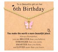 CXLDTE Happy 6th 7th 8th 9th 10th 11th 12th Birthday Gifts Butterfly Necklace Jewelry Favors, 18 inches, Stainless Steel, No Gemstone