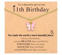 CXLDTE Happy 6th 7th 8th 9th 10th 11th 12th Birthday Gifts Butterfly Necklace Jewelry Favors, 18 inches, Stainless Steel, No Gemstone