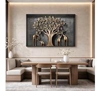 CXLLSDP Minimalist Abstract Canvas Print Tree golden elephant Art Poster Nordic Fashion Wall picture Living Room Artwork(40x60cm/Inner frame)