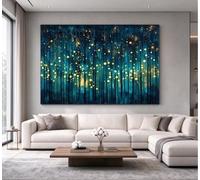 CXLLSDP Stylish aesthetic Canvas Print Enchanted forest Art Poster Abstract gold blue color Wall picture Office Decor(40x60cm/Inner frame)