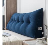 CXLT Corn Velvet Headboard Pillow King Size Queen Double Single Bed Back Cushion Couch Reading Pillows, Washable Wedge Head board Cushion, Triangle Backres Lumbar Support(Size:60X50X20CM,Color:Blue)
