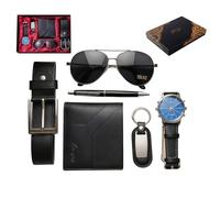 CXLZENGH Mens Gift Set 6 PC Watch Wallet Belt Sunglasses Keyring Pen Box | Men’s accessory sets: birthdays, Valentine’s Day, Father’s Day, Christmas, graduation season, anniversaries and retirement