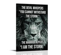 CXMAKNZ Posters Applicable to Lion The Devil Whispered in My Ear You Not Strong Enough to Soportar The Storm Today I Whispered in The Devil Ear I Am The Storm Canvas Oil Painting Decorative Painting A