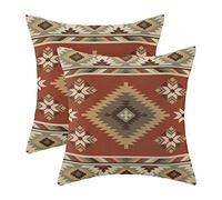 CXMEIFLY Boho Aztec Pillow Covers 18 x 18 Inch Set of 2 Western Native American Burnt Orange Geometry Decor Throw Pillows Southwestern Outdoor Decorative Cushion Cases for Couch Bed Decorations