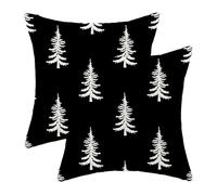 CXMEIFLY Christmas Pillow Covers 20x20 Inch Set of 2 Black Cream Christmas Tree Decor Throw Pillows Winter Xmas Holiday Outdoor Cushion Cases for Couch Bed Decorations