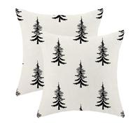 CXMEIFLY Christmas Pillow Covers 20x20 Inch Set of 2 Cream Black Christmas Tree Decor Throw Pillows Winter Xmas Holiday Outdoor Cushion Cases for Couch Bed Decorations