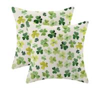 CXMEIFLY St Patricks Day Pillow Covers 16x16 Inch Set of 2 for Green Clover Decor Throw Pillows Spring Nature Plant Shamrock Outdoor Decorative Cushion Cases for Couch Bed Decorations