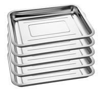 CXMKFEF 5 Pcs Stainless Steel Seed Trays Reusable Seedling Starter Growing Tray Rectangular Plant Sprouting Trays Propagator for Seed Starting Hydroponics Kitchen Gardening, 13.78x10.24x1.83inch