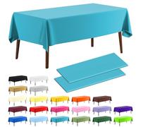 CXPSINC 2 Pack Plastic Tablecloth 54" x 108"Disposable Tablecloth Rectangle Plastic Table Cover for 6 to 8 Foot Tables Indoor or Outdoor Parties Birthdays Weddings Christmas Anniversary (Turquoise)