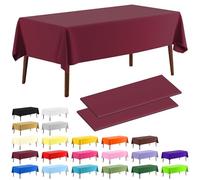 CXPSINC 2 Pack Plastic Tablecloth 54" x 108"Disposable Tablecloth Rectangle Plastic Table Cover for 6 to 8 Foot Tables Indoor or Outdoor Parties Birthdays Weddings Christmas Anniversary (Burgundy)