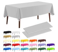 CXPSINC 2 Pack Plastic Tablecloth 54" x 108"Disposable Tablecloth Rectangle Plastic Table Cover for 6 to 8 Foot Tables Indoor or Outdoor Parties Birthdays Weddings Christmas Anniversary (Silver Grey)