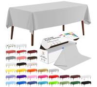 CXPSINC 54 Inch X 100 Feet Plastic Table Cover Roll Disposable Tablecloth with Slide Cutter for All Type/Shape Tables | Picnic, Party, Banquet, Birthdays, Weddings (Silver, 100 Feet)