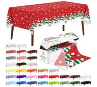 CXPSINC 54 Inch X 100 Feet Plastic Table Cover Roll Disposable Tablecloth with Slide Cutter for All Type/Shape Tables | Picnic, Party, Banquet, Birthdays, Weddings (Christmas Snowman, 100 Feet)