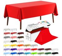 CXPSINC 54 Inch X 100 Feet Plastic Table Cover Roll Disposable Tablecloth with Slide Cutter for All Type/Shape Tables | Picnic, Party, Banquet, Birthdays, Weddings (Red, 100 Feet)