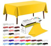 CXPSINC 54 Inch X 100 Feet Plastic Table Cover Roll Disposable Tablecloth with Slide Cutter for All Type/Shape Tables | Picnic, Party, Banquet, Birthdays, Weddings (Yellow, 100 Feet)