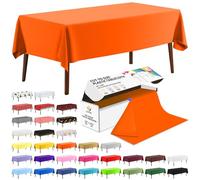CXPSINC 54 Inch X 100 Feet Plastic Table Cover Roll Disposable Tablecloth with Slide Cutter for All Type/Shape Tables | Picnic, Party, Banquet, Birthdays, Weddings (Orange, 100 Feet)