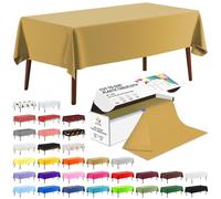 CXPSINC 54 Inch X 100 Feet Plastic Table Cover Roll Disposable Tablecloth with Slide Cutter for All Type/Shape Tables | Picnic, Party, Banquet, Birthdays, Weddings (Gold, 100 Feet)