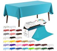 CXPSINC 54 Inch X 100 Feet Plastic Table Cover Roll Disposable Tablecloth with Slide Cutter for All Type/Shape Tables | Picnic, Party, Banquet, Birthdays, Weddings (Turquoise, 100 Feet)