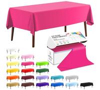CXPSINC 54 Inch X 200 Feet Plastic Table Cover Roll Disposable Tablecloth with Slide Cutter for All Type/Shape Tables | Picnic, Party, Banquet, Birthdays, Weddings (Hot Pink)