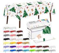 CXPSINC 54 Inch X 300 Feet Plastic Table Cover Roll Disposable Tablecloth with Slide Cutter for All Type/Shape Tables | Picnic, Party, Banquet, Birthdays, Weddings (Christmas Tree, 300 Feet)