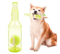 Cxqbsmy 2-Pack Squeaky Dog Chew Toys, Indestructible Dog Chew Toys, Plastic Bottle Toys for Dogs with Tennis Ball, Dogs Dental Care Teeth Cleaning Toy for Large and Small Dog (Yellow, Large)