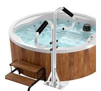 CXRCY 43"-53" Hot Tub Handrail, Stainless Steel 360 Rotatable Hot Tub Steps | SPA Side Handrail with Waterproof Sponge Handle, Upgraded Detachable Base, for Indoor&Outdoor, 600 LBS Capacity