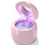 CXRUY Ultrasonic Holder Cleaner - UV Dental Cleaner, Night Protection Cleaner for Dentures, Alignment, Braces, Toothbrush Heads, Jewellery (Pink)