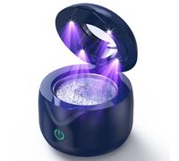 CXRUY Ultrasonic Holder Cleaner - UV Dental Cleaner, Night Protection Cleaner for Dentures, Alignment, Braces, Toothbrush Heads, Jewellery (Navy)
