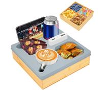 CXRYLZ-FUR 2-in-1 Couch Cup Holder Tray, Bamboo Sofa Arm Tray, Silicone Caddy Remote Control Snacks Cup Holder for Sofa Armrest Bedroom Picnic Beach Beverage