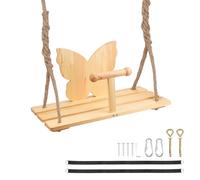 CXRYLZ Wooden Swing Seat, 60x30cm Hanging Swing Chair with 2m Adjustable Hemp Rope & Backrest Sets, Garden Durable Swing for Kids Adults Indoor Outdoor Playground Tree Beech, 240Kg/500lbs Load
