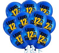 Cxryrzhe 10Pcs Blue Video Game 12th Birthday Balloons 12" Latex Blue Gaming Balloons Game Themed 12th Birthday Party for Boys Teens Player Birthdays Party Supplies Decorations Balloons