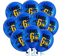 Cxryrzhe 10Pcs Blue Video Game 6th Birthday Balloons 12" Latex Blue Gaming Balloons Game Themed 6th Birthday Party for Boys Teens Player Birthdays Party Supplies Decorations Balloons