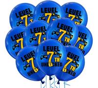 Cxryrzhe 10Pcs Blue Video Game 7th Birthday Balloons 12" Latex Blue Gaming Balloons Game Themed 7th Birthday Party for Boys Teens Player Birthdays Party Supplies Decorations Balloons