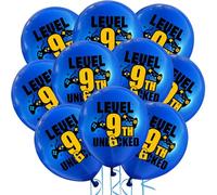 Cxryrzhe 10Pcs Blue Video Game 9th Birthday Balloons 12" Latex Blue Gaming Balloons Game Themed 9th Birthday Party for Boys Teens Player Birthdays Party Supplies Decorations Balloons