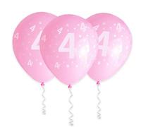 Cxryrzhe 11 Pcs Pink 4th Birthday Balloons 12" Latex Balloons for Anniversary Party Supplies - Number 4 Year Old Decorations for Women Girl Baby Shower Wedding Princess Party