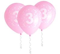 Cxryrzhe 11 Pcs Pink Latex Balloons for 3rd Birthday Party - 12" Number 3 Decorations for Girl Baby Shower, Wedding, Princess Anniversary Celebration
