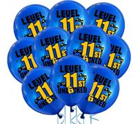 Cxryrzhe 11Pcs Blue Video Game Themed Balloons, 12" Latex Gaming Balloons for Boys & Teens, 11th Birthday Party Supplies