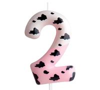 Cxryrzhe 2nd Birthday Candle Cow Number 2 Candle Cow Cake Decoration Birthday Party Supplies Pink Black Spot Cow Animal Zoo Themed Cake Topper Decorations for Kids Boy Girl Party Decor Supplies