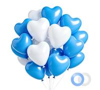 Cxryrzhe 30 Pcs Blue & White Heart Shape Latex Balloons 12" for Birthday Valentine's Day Engagement Mother's Anniversary Celebration Party Decorations