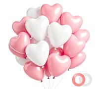 Cxryrzhe 30 Pcs Pink & White Heart Shape Latex Balloons 12" for Birthday Valentine's Day Engagement Mother's Anniversary Celebration Party Decorations