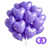 Cxryrzhe 30 Pcs Purple Heart Shape Latex Balloons 12" for Birthday Valentine's Day Engagement Mother's Anniversary Celebration Party Decorations