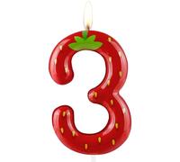 Cxryrzhe 3rd Birthday Candle Strawberry Number 3, Novelty Candle, Indoor Use, Paraffin Wax, Eco-friendly, Long Lasting Bright, Strawberry Themed Design, Perfect for Birthday Parties