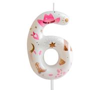 Cxryrzhe Birthday Candles Number 6 Pink Cowboy Pattern 6th Birthday Party for Baby Girl Boy Birthday Cake Topper Graduation Celebration Anniversary Cowboy Party Decorations Cowgirl Theme