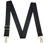 CXTAI 1.5" Wide 55" L Universal Replacement Crossbody Bag Strap Shoulder Straps for Handbags Purse Camera Duffle Canvas Laptop Bags - Black Belt,Gold Clips